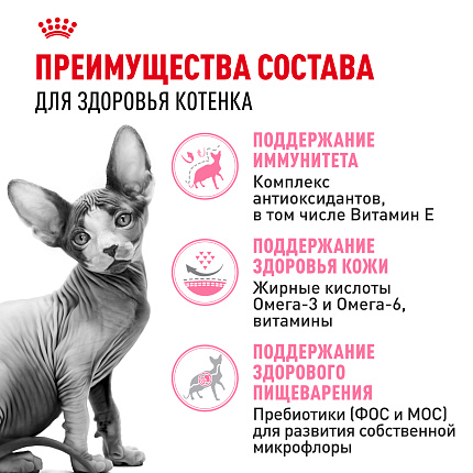 Royal Canin Sphynx Kitten Корм сухой сбалансированный для котят породы Сфинкс до 12 месяцев, 0,4 кг